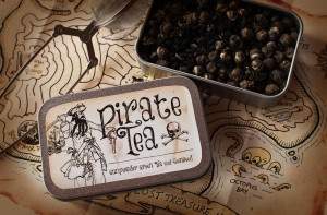 Pirate tea tin and map