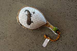 Cat Poo on a tennis racquet - Pillow fighting cushion