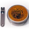 Beard wax tin and pry bar