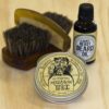 Moustache wax, beard oil, brush and comb