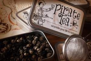 Pirate Tea tin and strainer