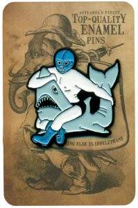 Wrestler enamel pin on card