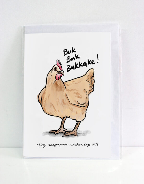 Illustration of chicken on card