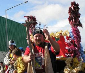 King Andy on a parade float