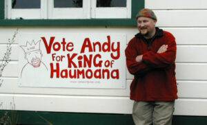 Sign saying vote Andy for King